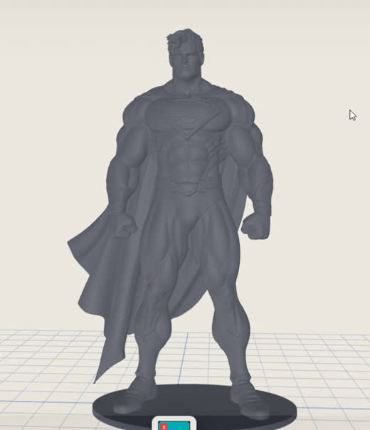 A grey model on the build plate