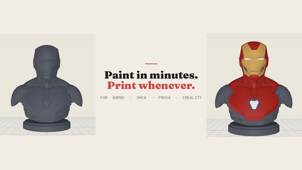 Layerpaint painting a 3D miniature with per-region colors